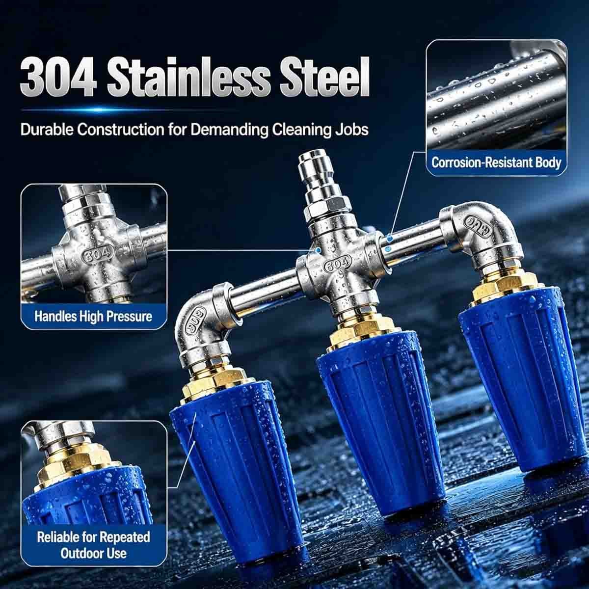 Pressure Washer Triple Turbo Nozzle 360 Rotating 1/4″ Quick Connect 4000 PSI