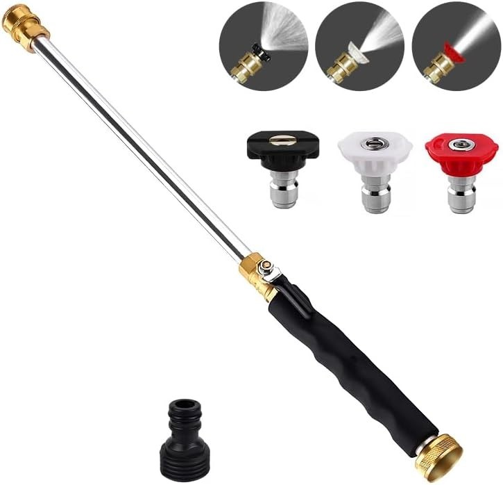 Jet Nozzle High Pressure Hose Nozzle with 3 Nozzles, Black