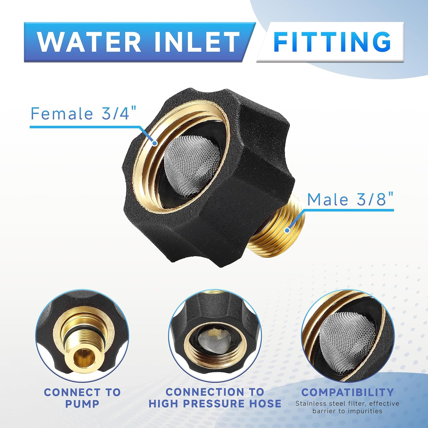 Water Inlet Fitting Pressure Washer Pumps, 3/4″ Female to 3/8″ Male | Pressure W
