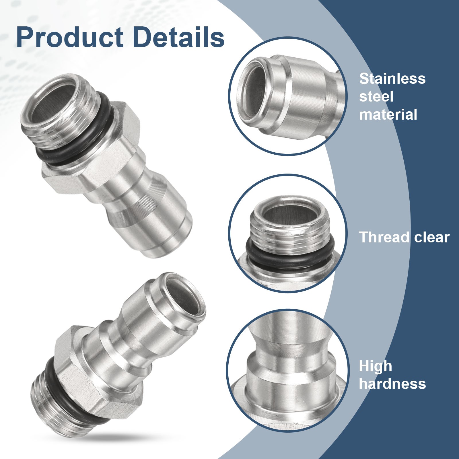 2Pcs Pressure Washer Adapter, 1/4″ Male Quick Plug to G1/4″ Male Short