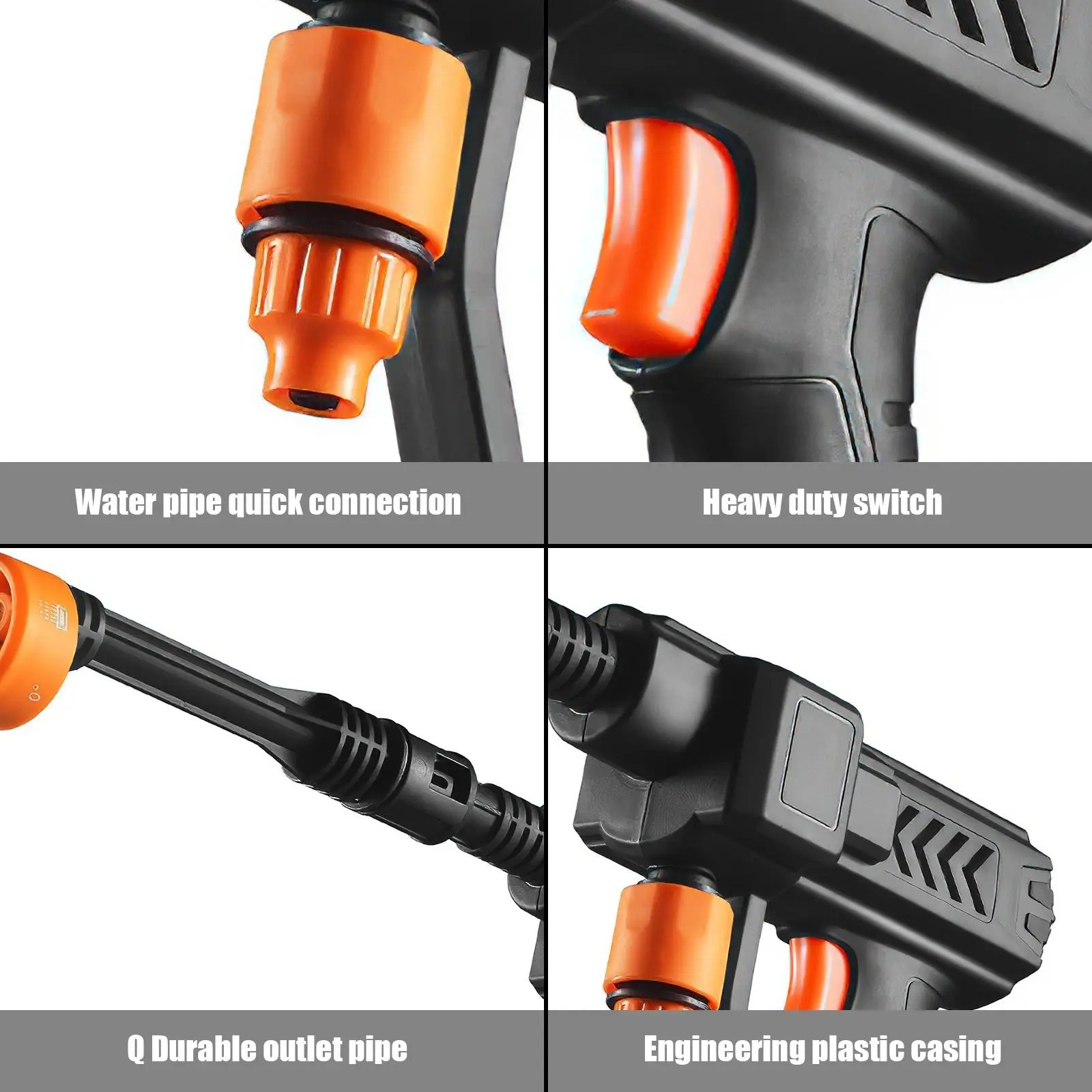 48V Water Gun Spray Cleaner Car Washer 6 In 1 Nozzle, Handheld High Pressure Wa