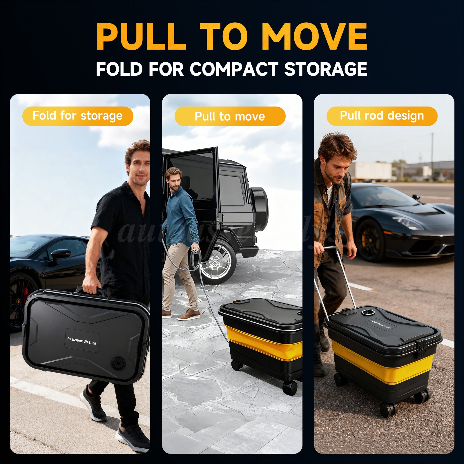 1160PSI Cordless High Pressure Washer Dual Batteries Foldable Tank Car Cleaner