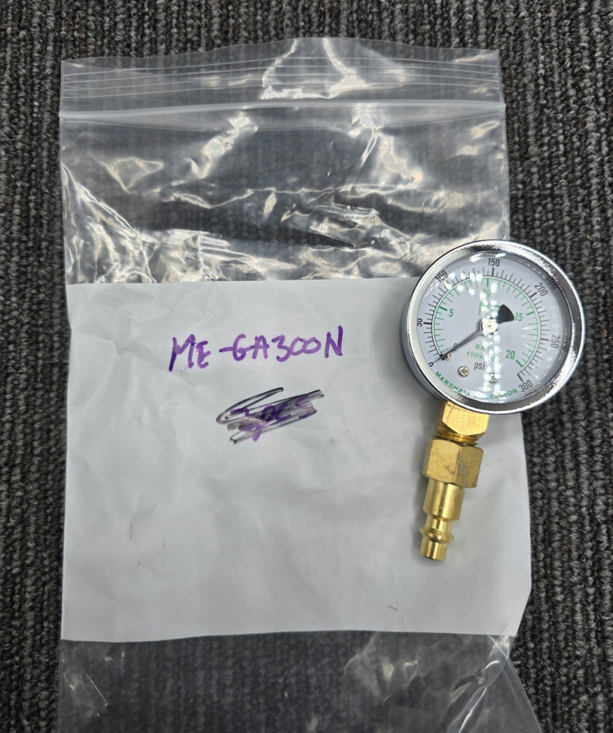 MARSHALL EXCELSIOR ME-GA300N: 0-300# LIQUID FILLED GAUGE W/QUICK CONNECT NIPPLE