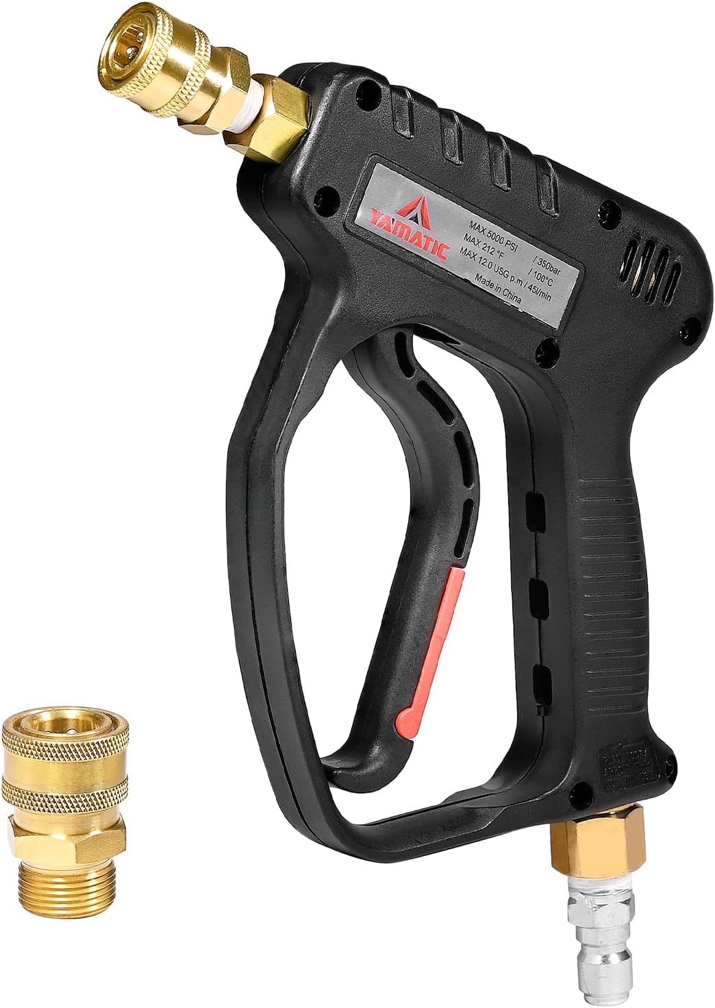 Pressure Washer Short Gun 5000 PSI – 3/8″ Swivel Plug & M22-14mm Coupler, Power