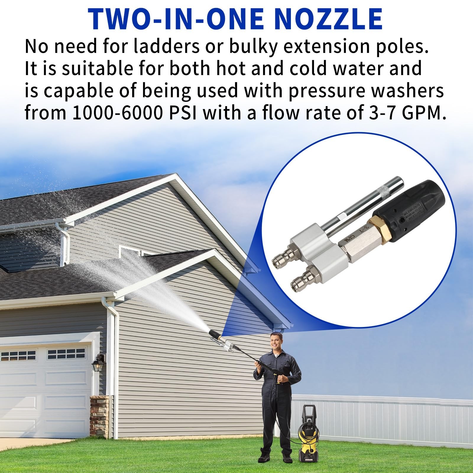 M5 Twist Nozzle for Pressure Washer Adjustable Long Range Shooter Tip 3-7 GPM…