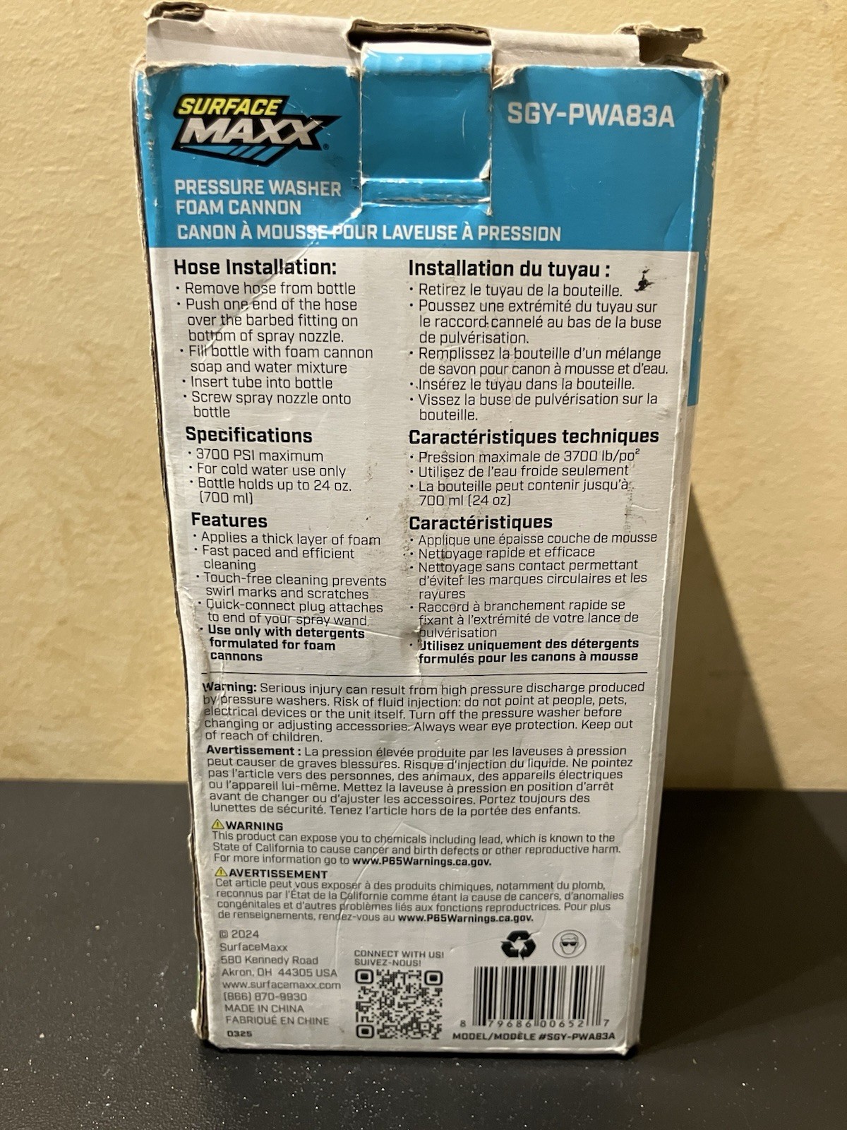 G) SurfaceMaxx 3700-PSI 1/4-in Pressure Washer Foam Cannon – Soap Sprayer NEW