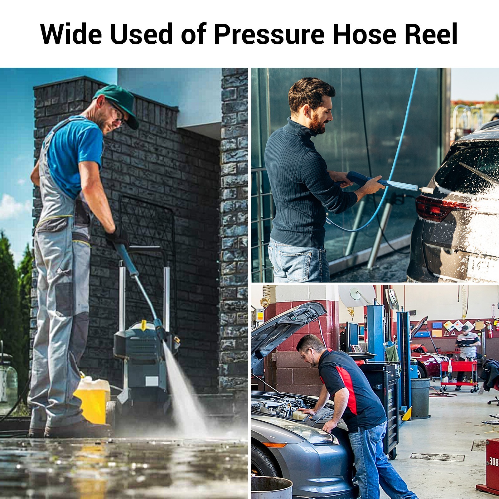 Retractable Air Hose Reel 3/8 IN x 50 FT Hybrid Enclosed Air Hose 300 PSI