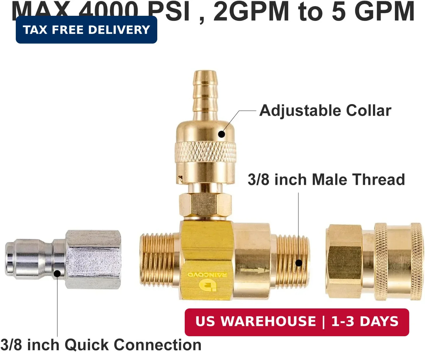 Raincovo Downstream Injector for Pressure Washer, Power Washer Chemical Injector