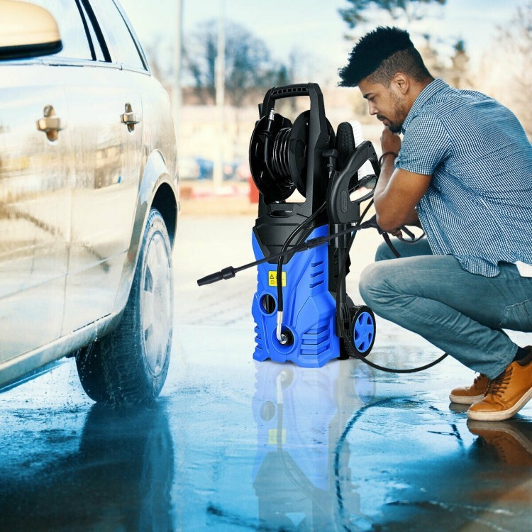 Costway 2030PSI Electric Pressure Washer Cleaner 1.7 GPM 1800W W/ Hose Reel Blue
