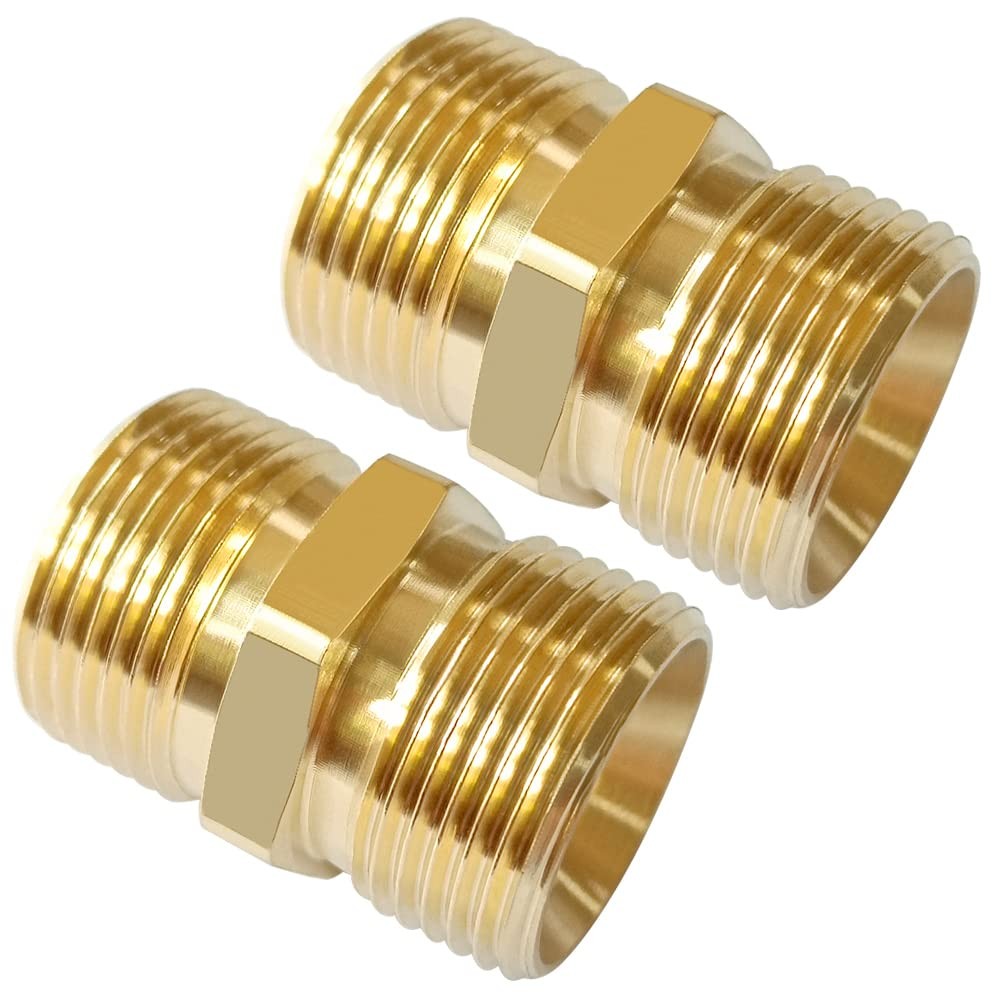 2PCS Brass Pressure Washer Coupler, M22-14mm Male x M22-15mm Male Thread, 450…