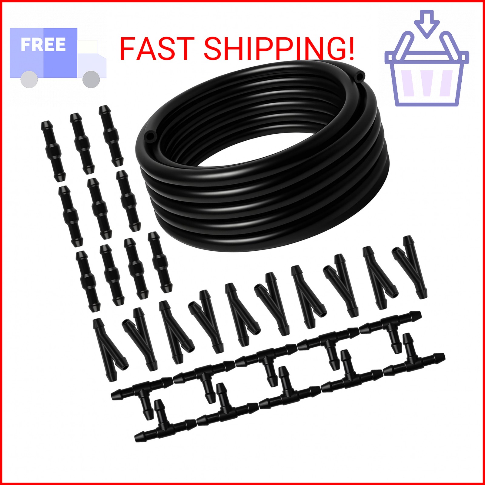 Windshield Washer Hose Kit, 4M Flexible Durable Rubber Washer Fluid Tubing & 30