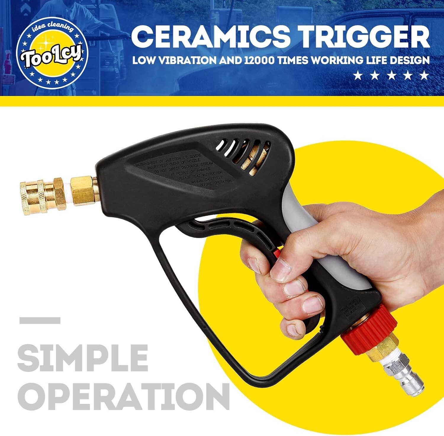 Effortless Cleaning with 5000 PSI Short Pressure Washer Gun – 360° Swivel Design