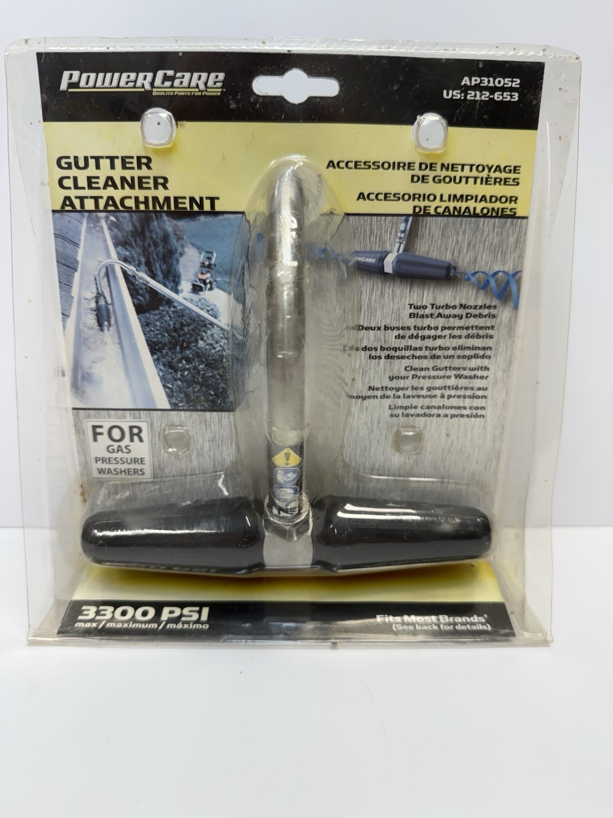 Power Care 3300 PSI GutterCleaner Attachment Gas Pressure Washer Turbo 2Nozzle