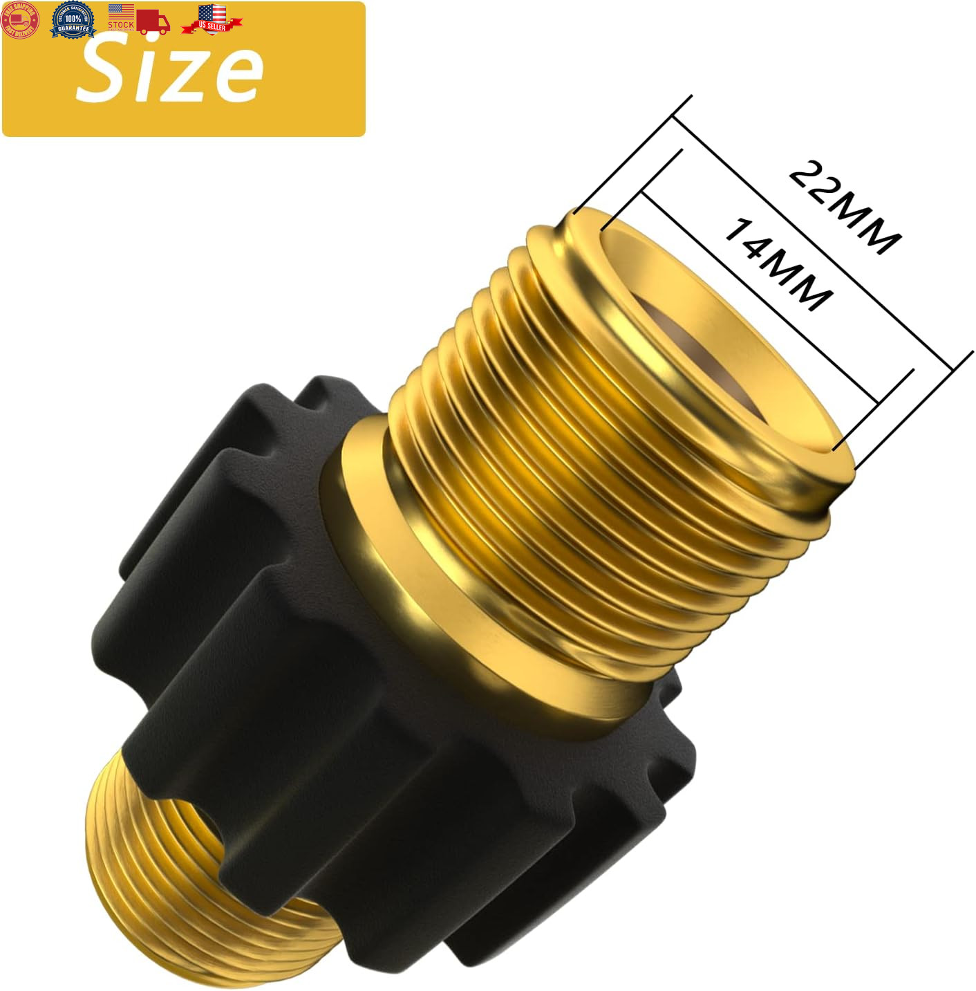 M22 14 mm Male Thread to M22 14mm Male Fitting Pressure Washer Hose Coupler