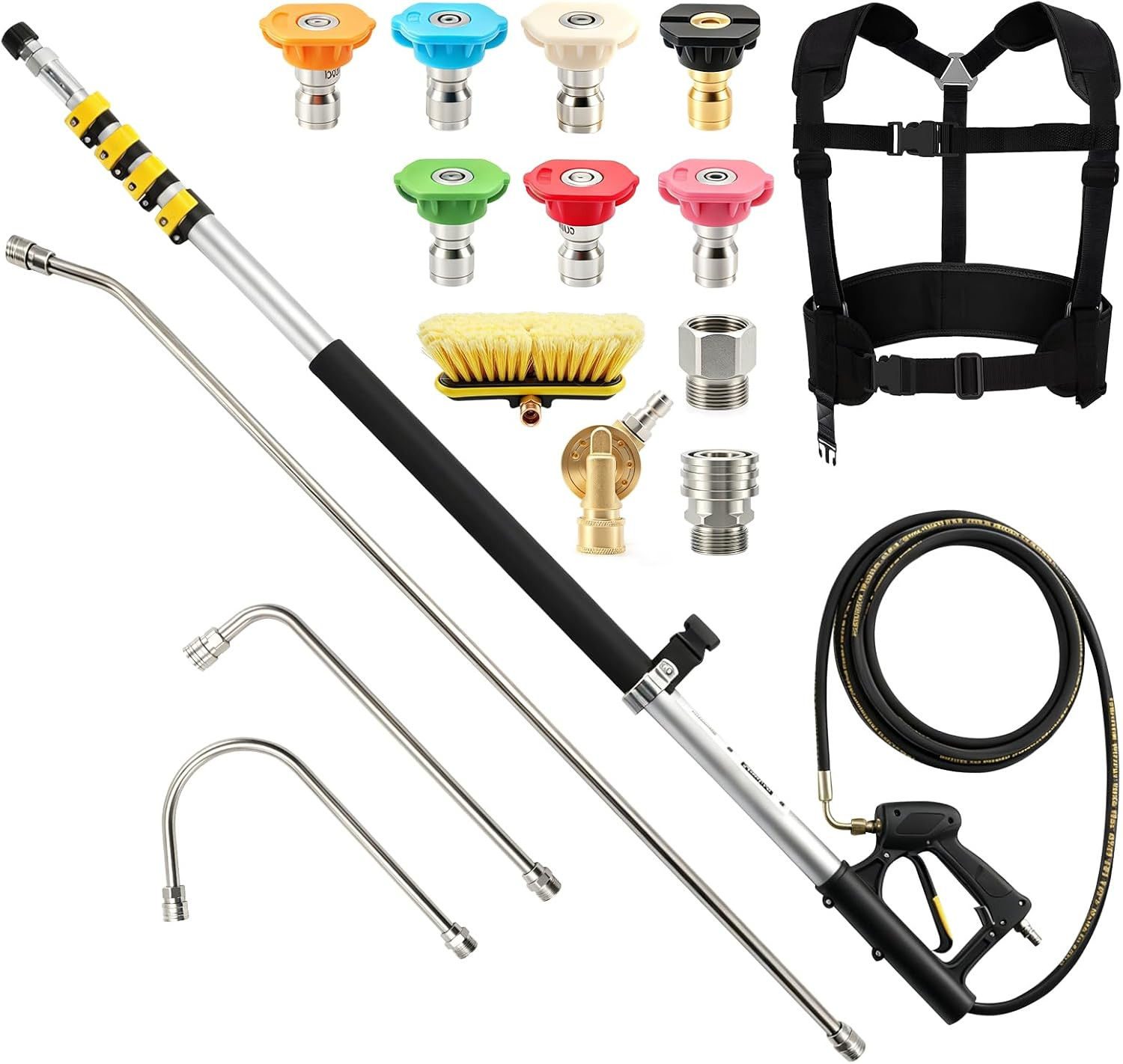 24 FT Aluminum Pressure Washer Telescoping Wand with 3 Pressure Washer Extension
