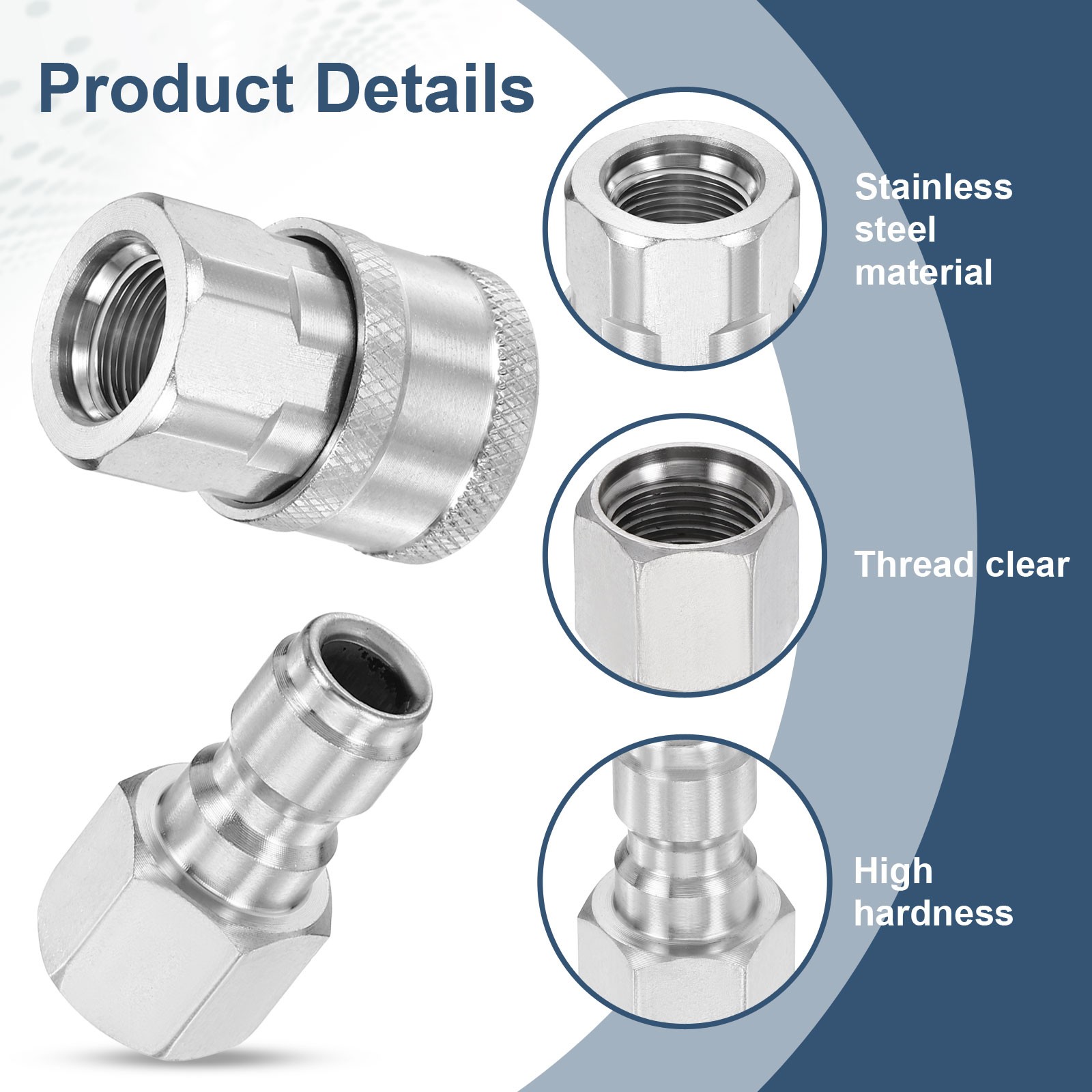Pressure Washer Adapter, G1/4″ Female Stainless Steel Fittings Kit