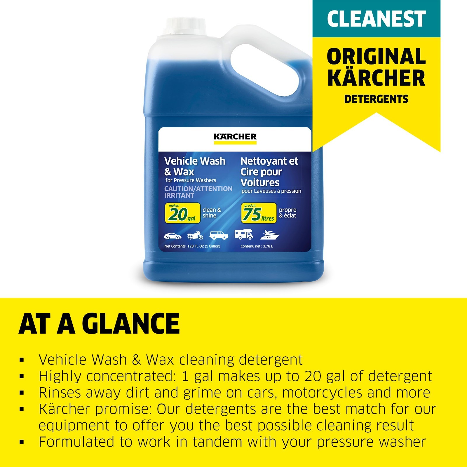 Multi-Purpose Pressure Washer Soap Concentrate Bundle – 1 Gallon for Car Wash &