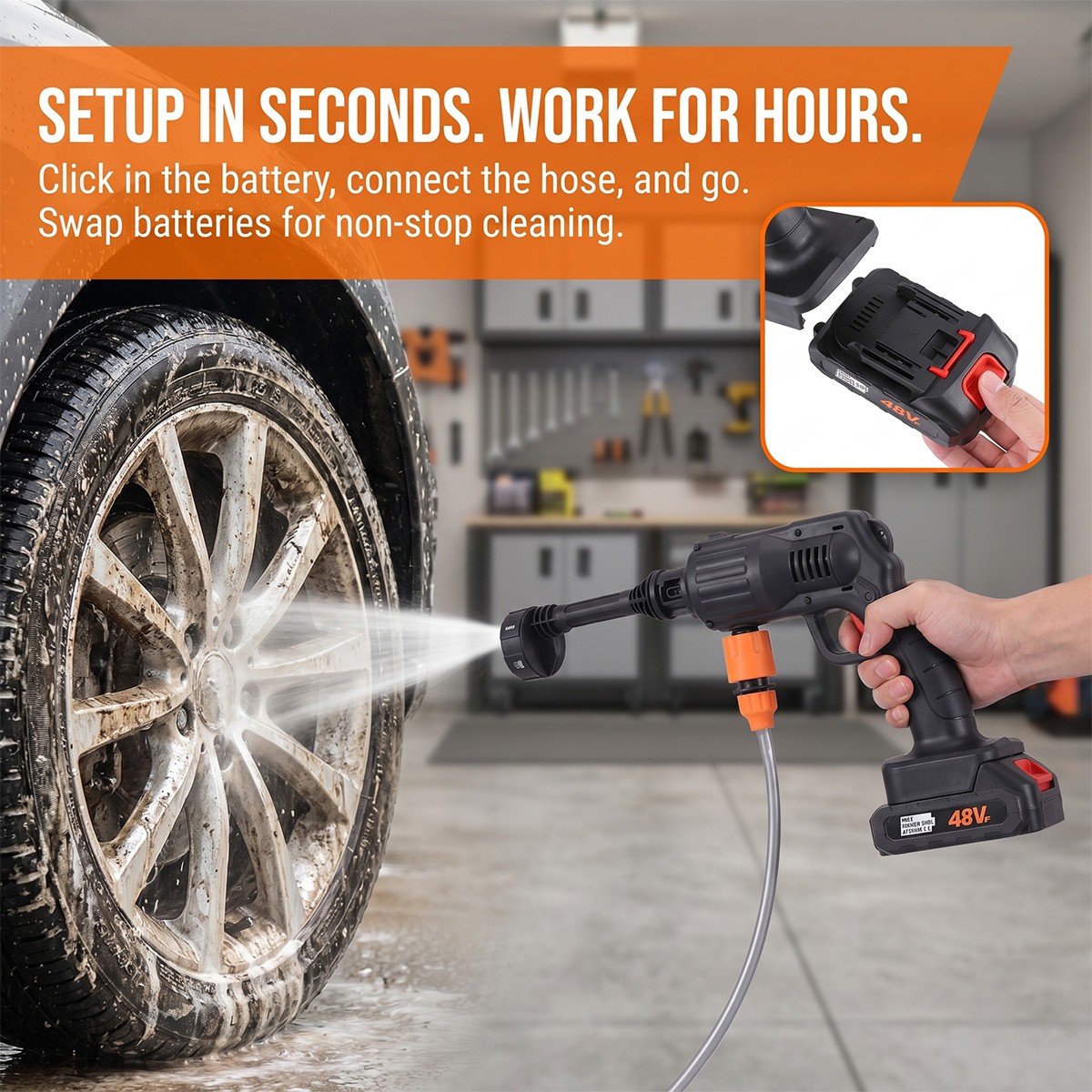 Cordless Electric High Pressure Water Spray Car Gun Portable Washer Clean Tool