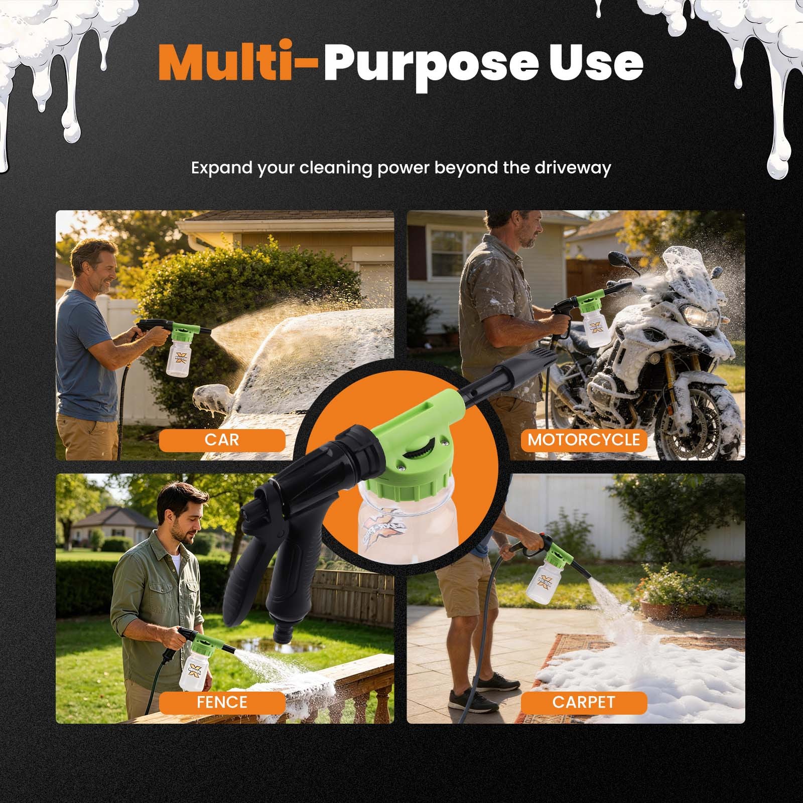 1L Pressure Washer Car Wash Foam Cannon Gun w/ Quick Connector Plastic