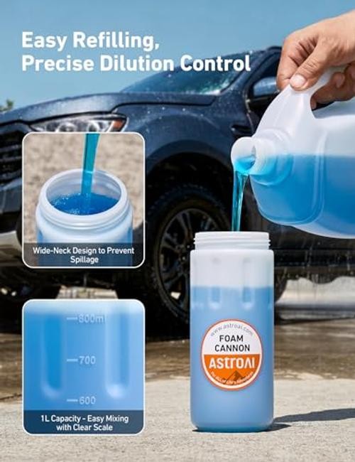 Foam Cannon for Pressure Washer, Wide Neck Car Wash Foam 1 Liter, Orange Label