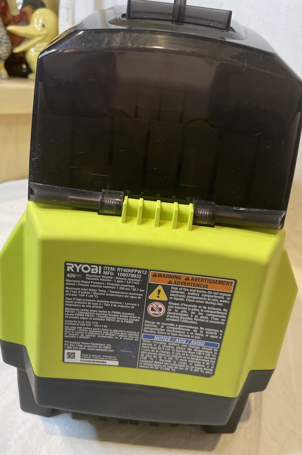 RYOBI – 40V Brushless Pressure Washer 1200 PSI 1.0 GPM- Unit Only.