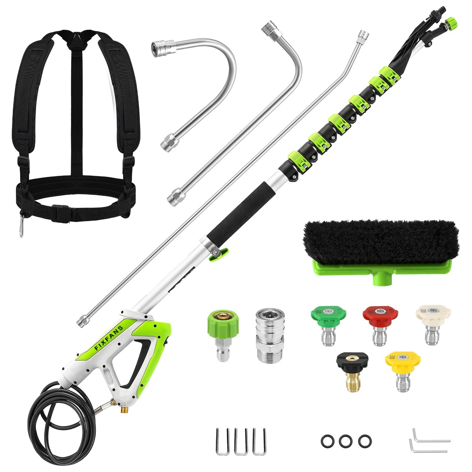 21 FT Telescoping Pressure Washer Wand with Brush, 4000 PSI, Gutter Cleaner & No