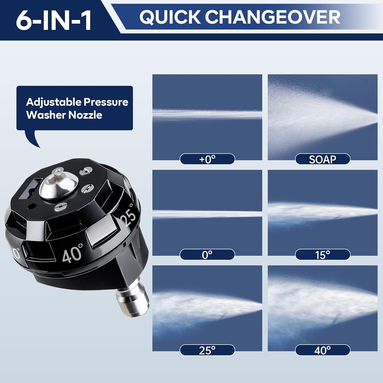 6 in 1 Pressure Washer Nozzle Tips, 6-in-1 Quick Change Over and Adjustable, …
