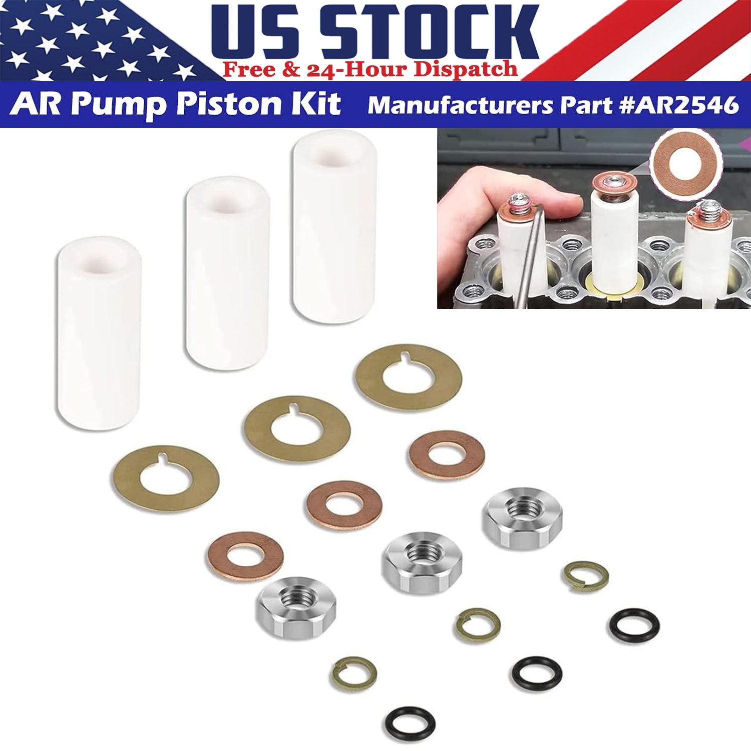 AR2546 Piston Kit Ceramic Plunger Repair Kit For Annovi Reverberi RK RKA RKV XRV