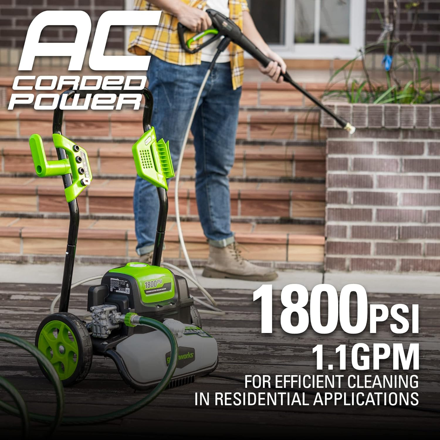 1800 PSI 1.2 GPM Pressure Washer (Open Frame) PWMA Certified