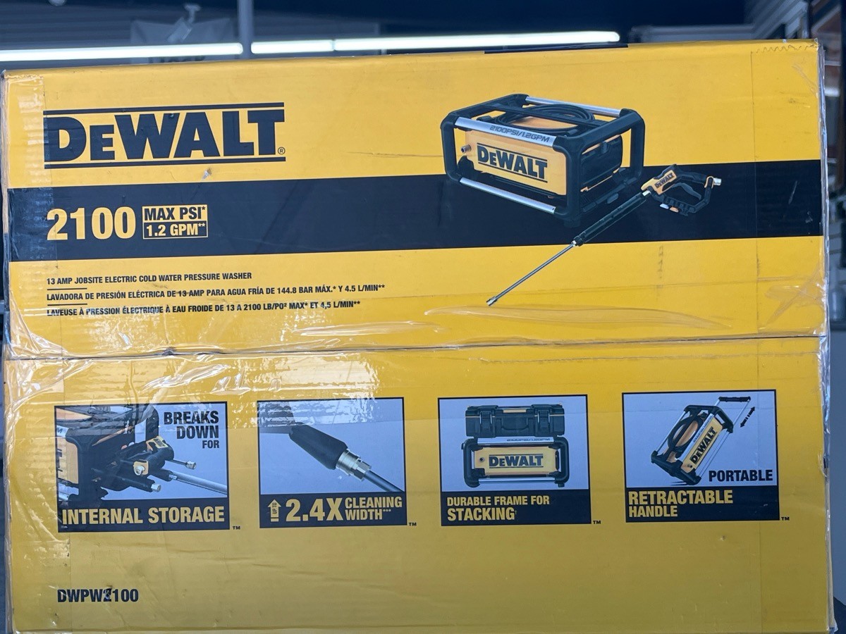 DEWALT PRESSURE WASHER DWPW2100 NIB (PD3047411)