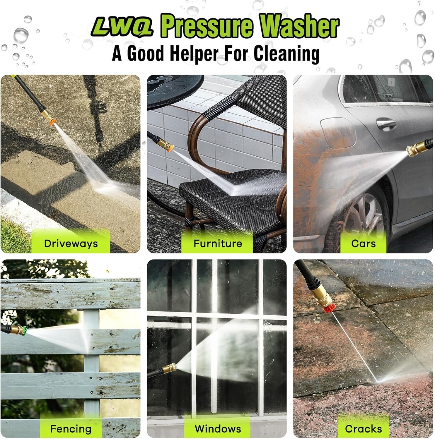 Eco-Friendly 2030 PSI Electric Pressure Washer with Foam Cannon & 4 Nozzles