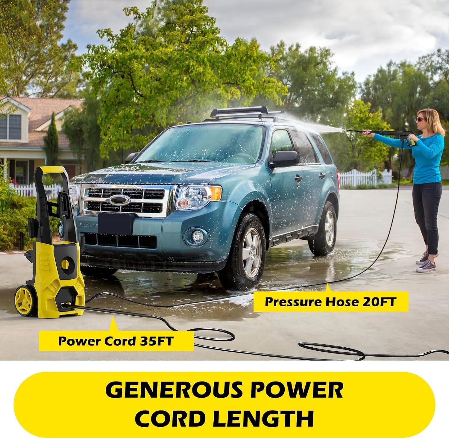 Electric Power Washer 5000PSI 4 Nozzle Soap