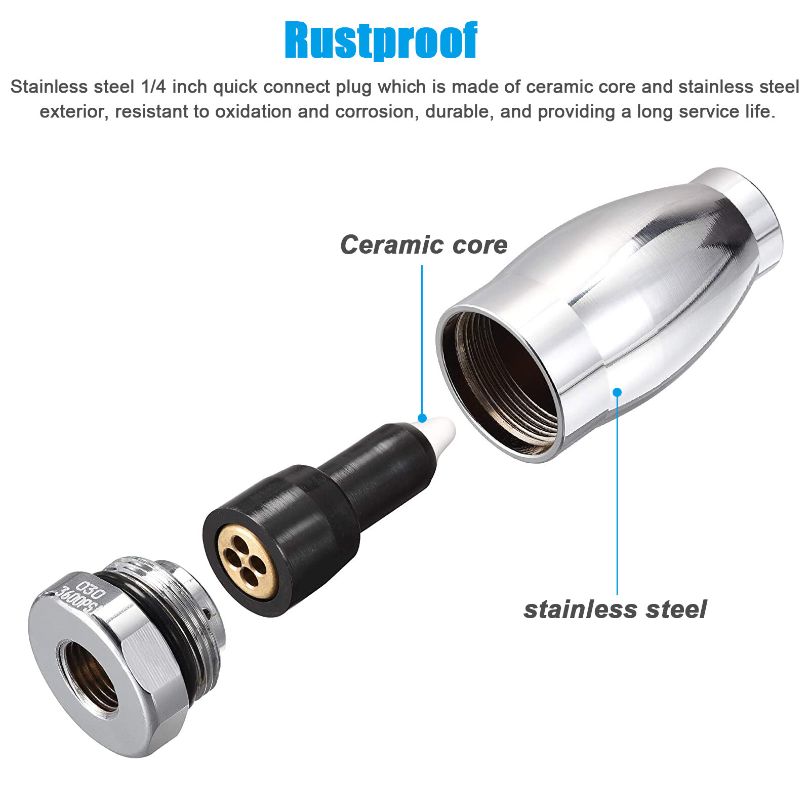 High Pressure Washer 3600PSI Rotating Turbo Nozzle Spray Tip 3.0 GPM 1/4” Quick