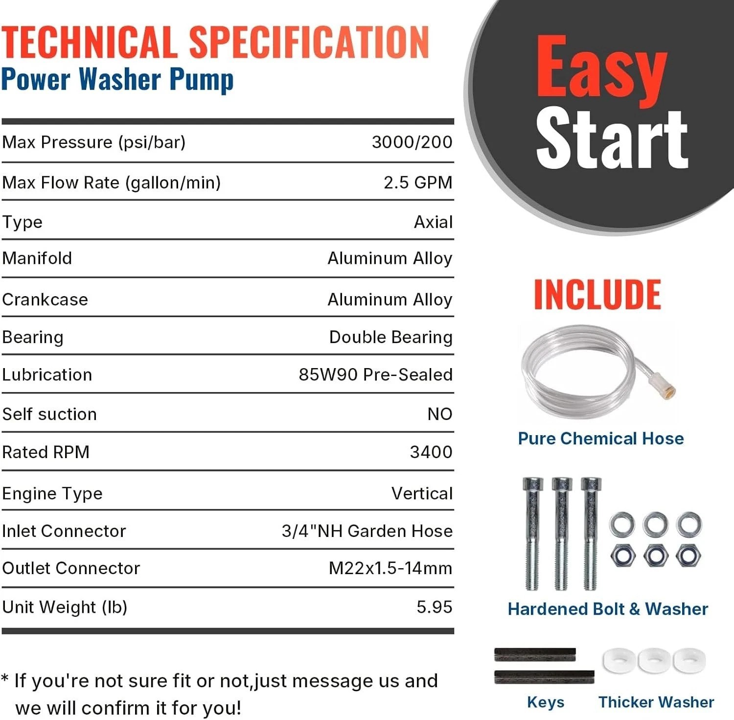 Adjustable Unloader Vertical Pressure Washer Pump – 3000 PSI Performance Upgrade