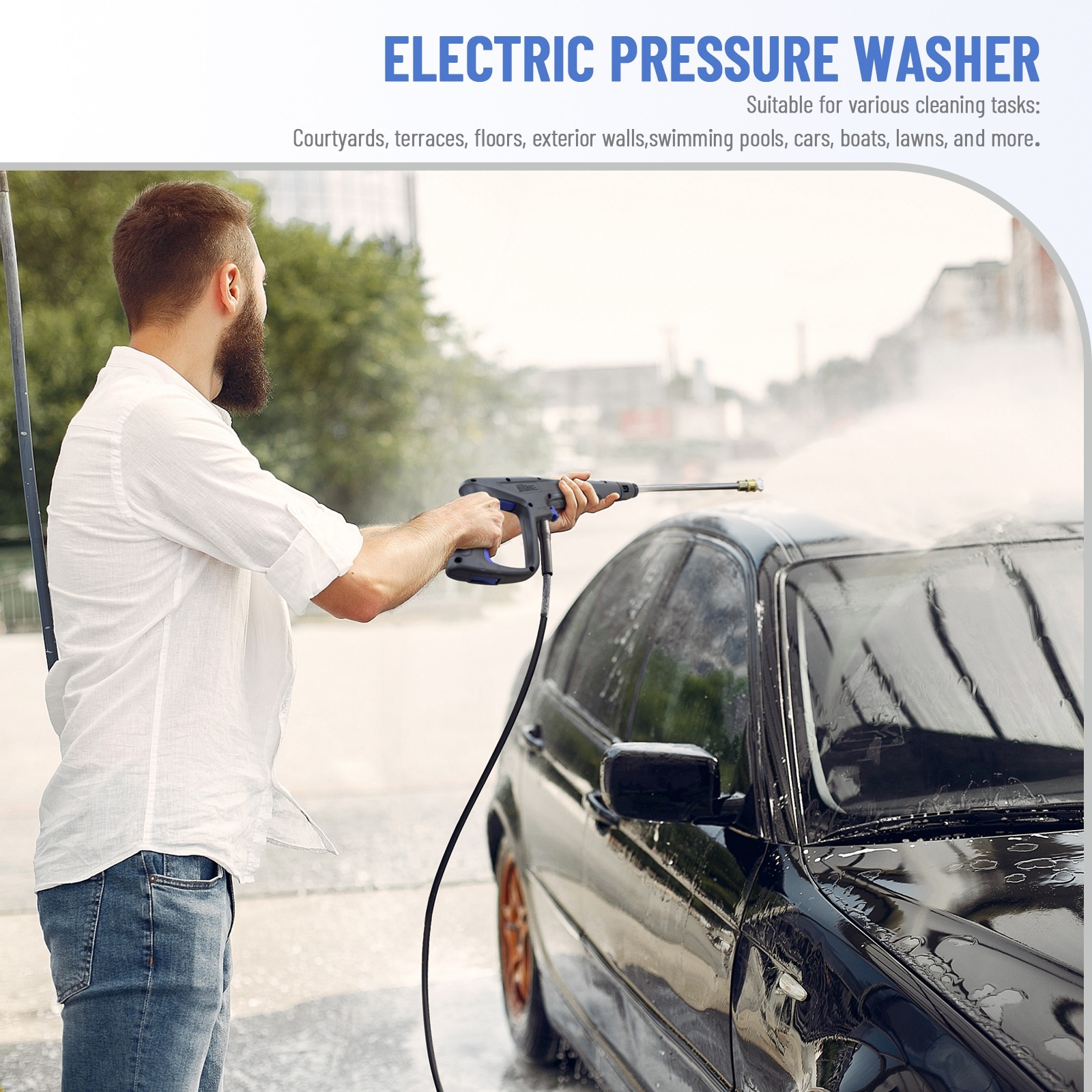 Pressure Washer 4200PSI 2.5GPM, Foam Cannon, Steel Lance, for Garden Cleaning