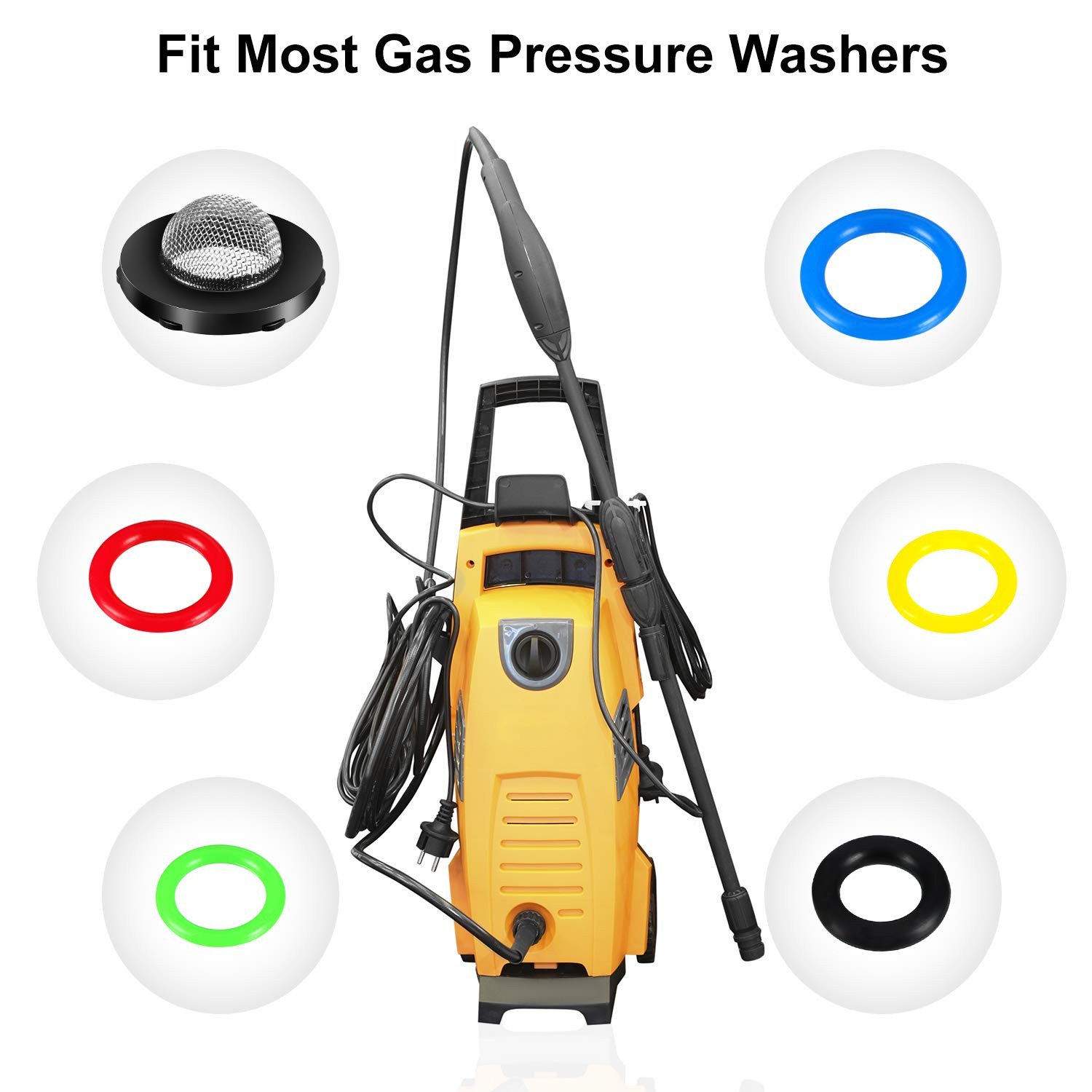 48 Pieces O-Ring Power Pressure Washer Kit 6 Sizes Sealing Stainless Steel Filte