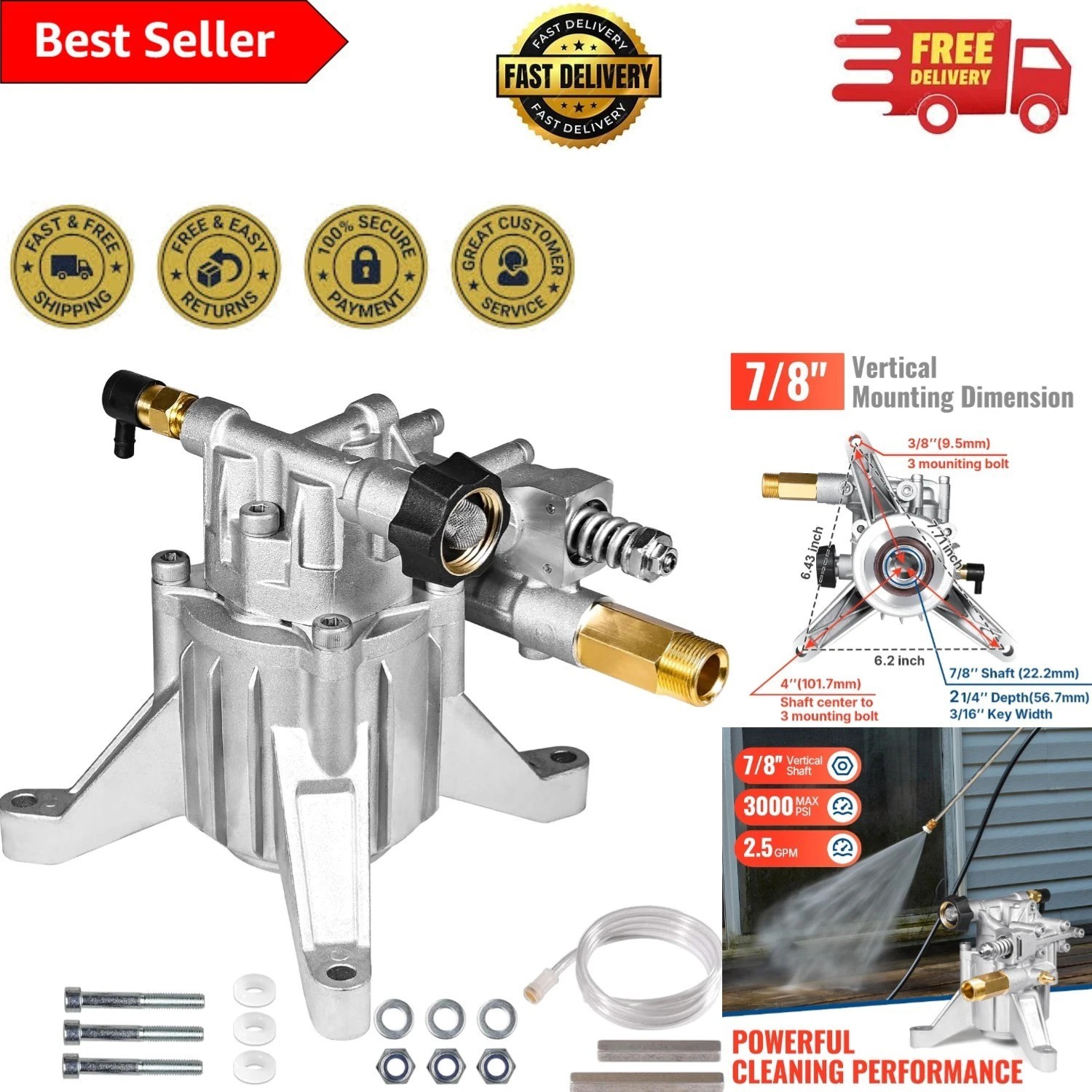 Adjustable Unloader Vertical Pressure Washer Pump – 3000 PSI Performance Upgrade
