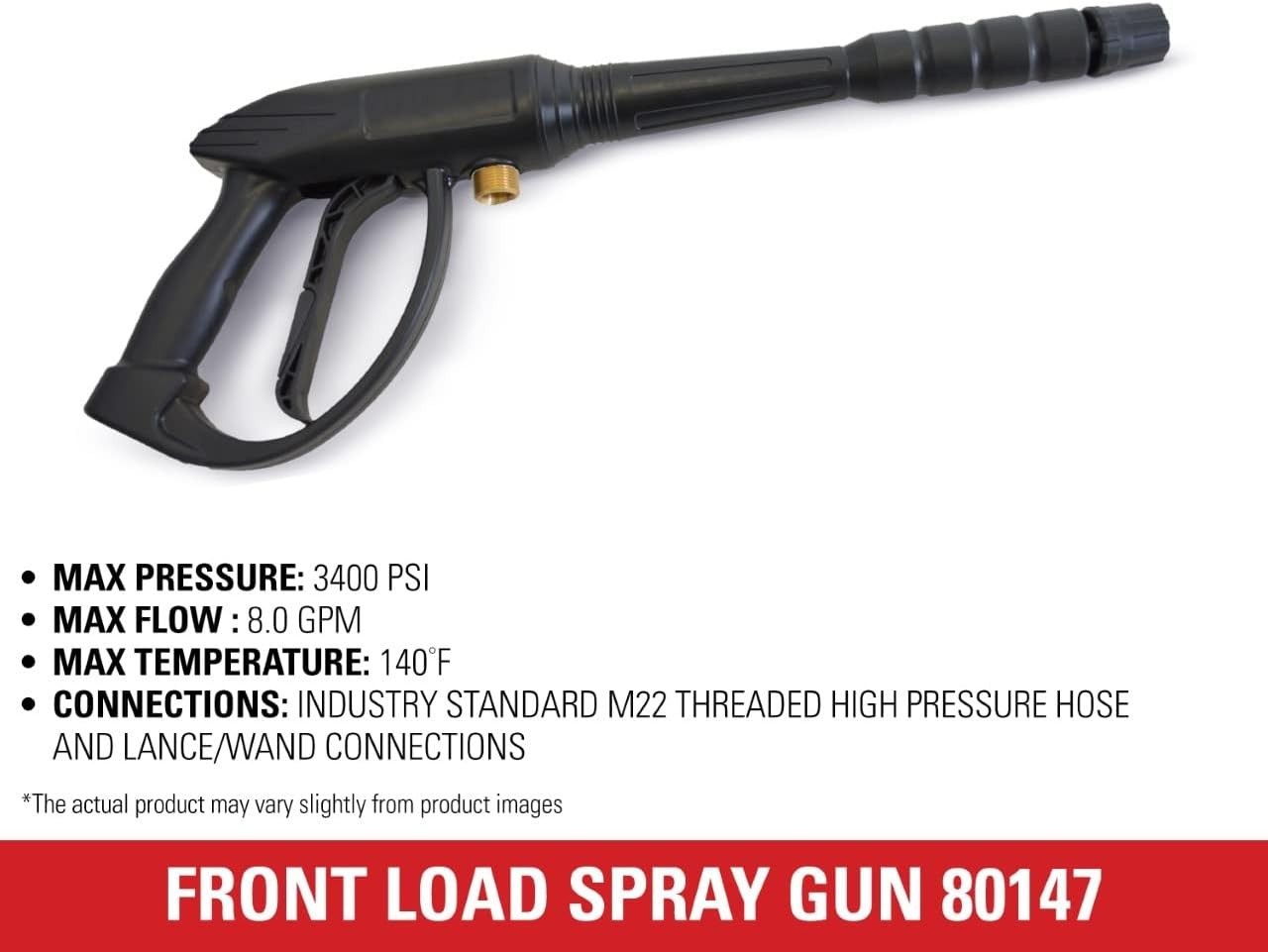 Universal Pressure Washer Gun 80147 for Cold Water Use, 3400 PSI, M22 Connection