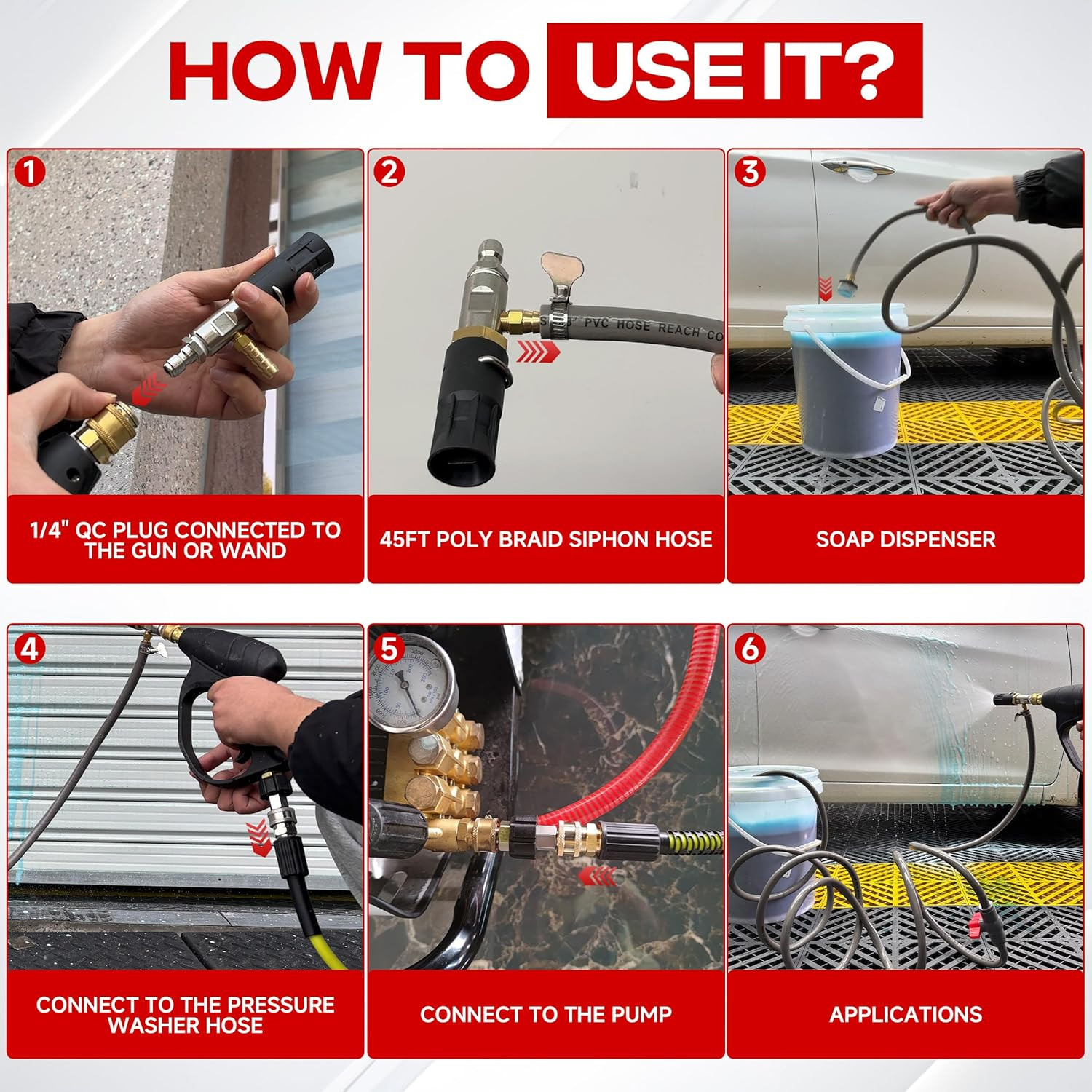 Adjustable Long-Range External Chemical Injection for Pressure Washer, Downstrea