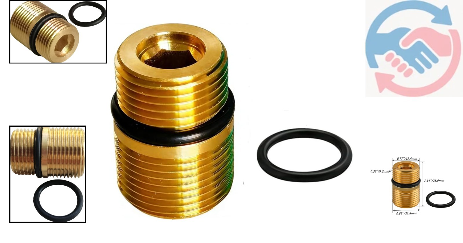 Pressure Washer Brass Fitting 7110264 – M20 to M22 Connection with O-Ring Seal