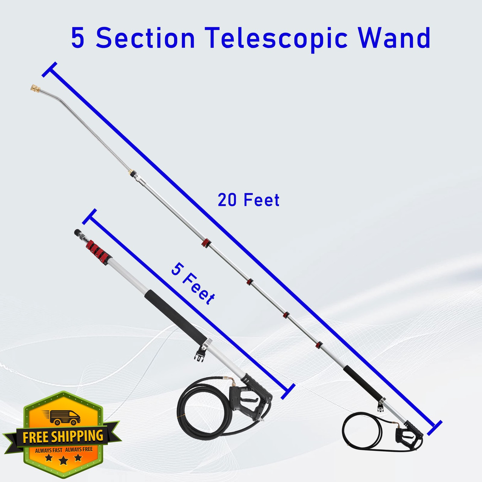 M MINGLE 20ft Telescoping Pressure Washer Wand 4000 PSI Nozzles