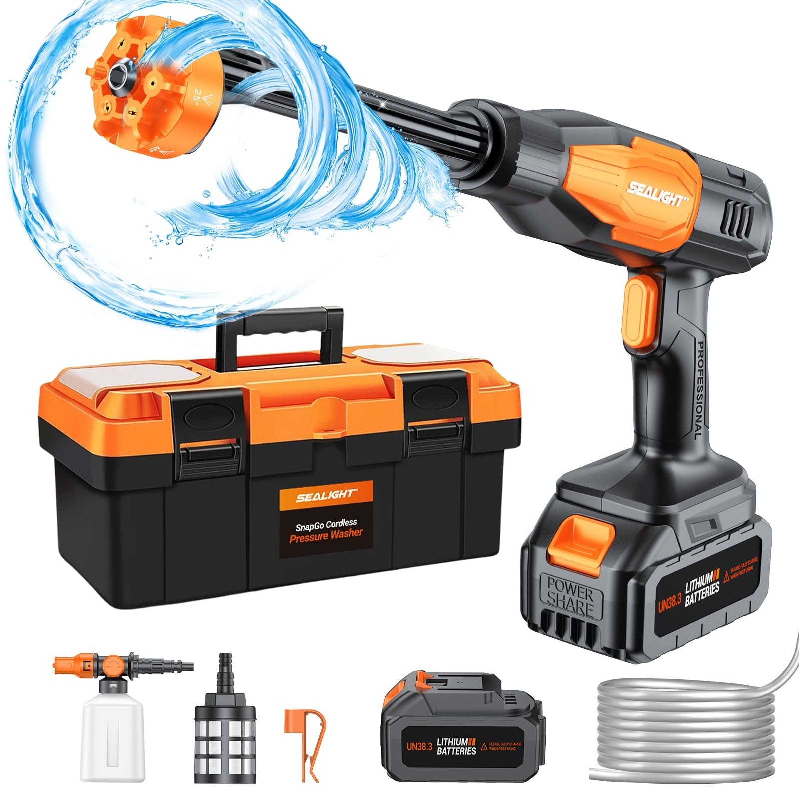 Portable Cordless Pressure Washer 970PSI, Battery Operated Power Washer for Cars