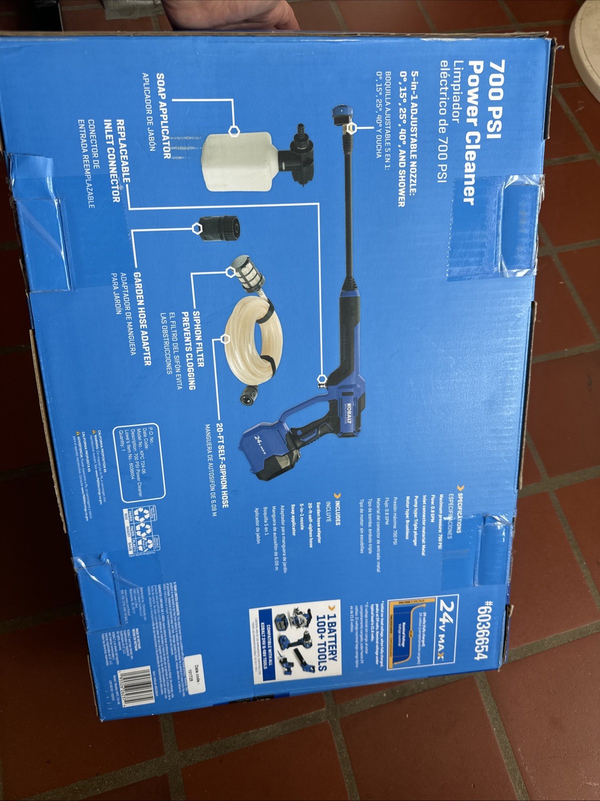 Kobalt 700-PSI 0.8-GPM Cold Water Battery Outdoor power cleaner with 1 Spray Tip