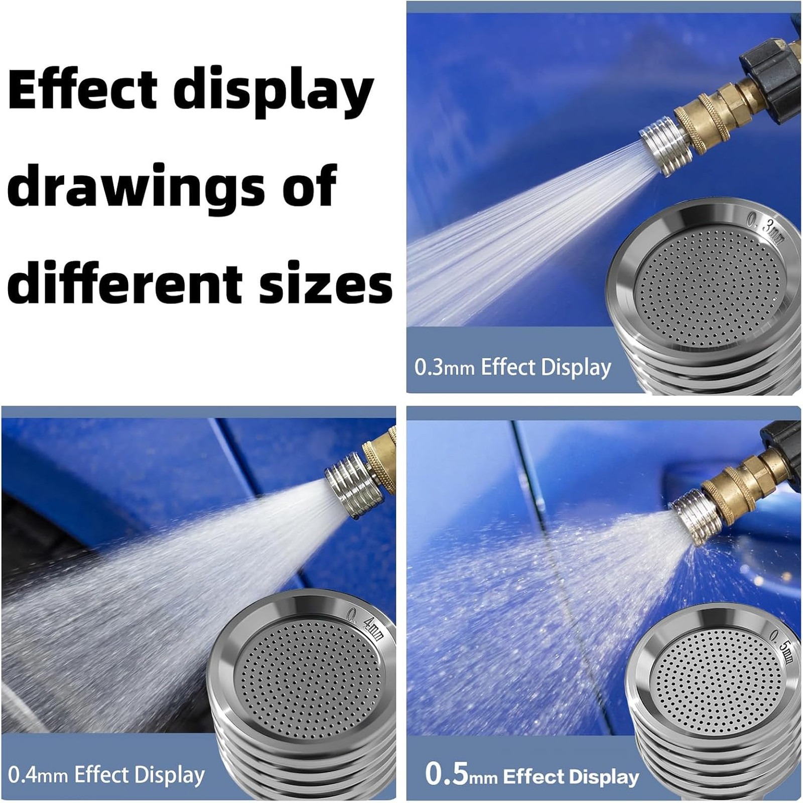 Stainless Steel Pressure Washer Nozzle Tips 0.3mm 0.4mm 0.5mm Quick Connect