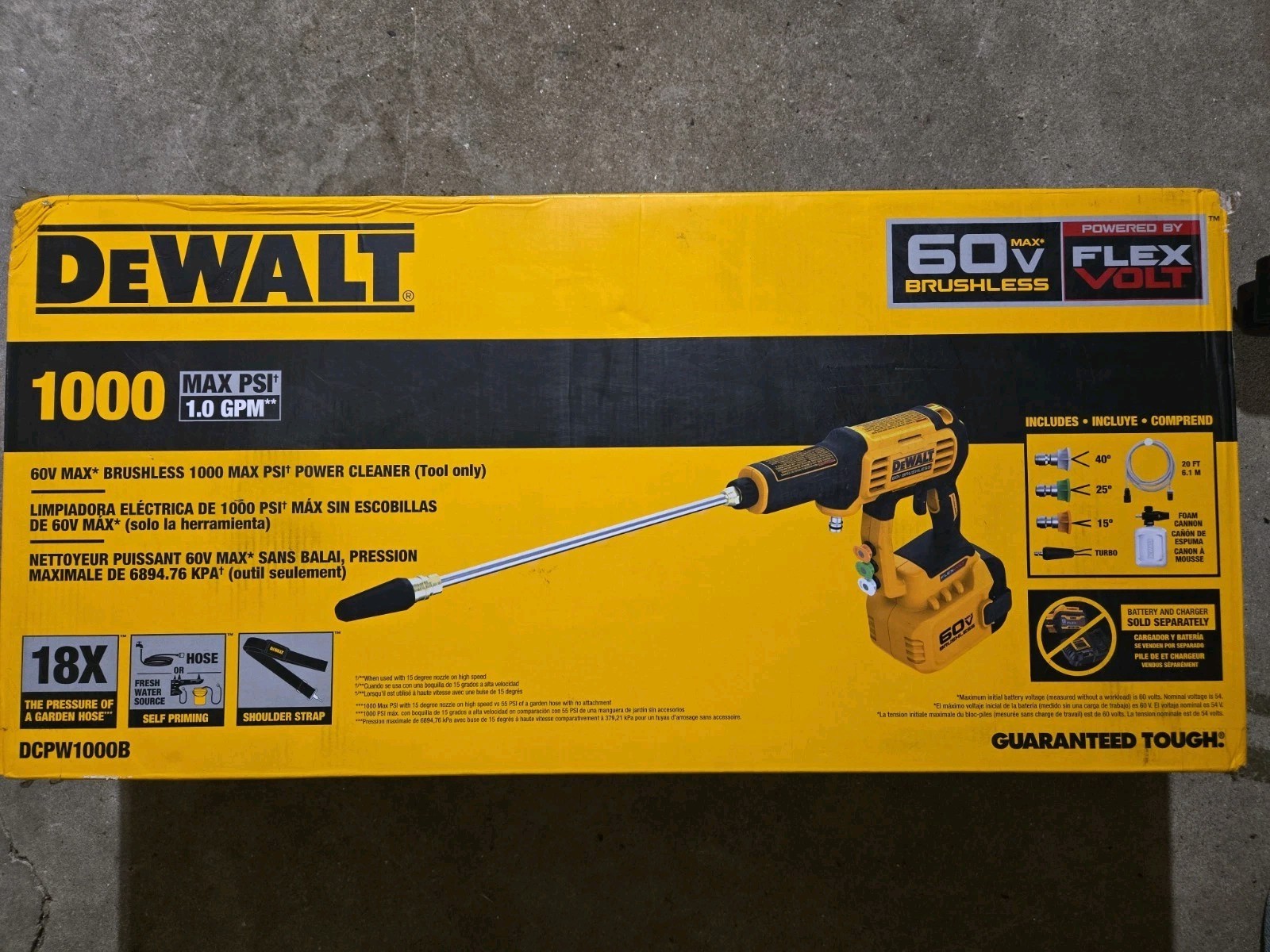 DeWALT DCPW1100B 60V FLEXVOLT 1000 PSI Cordless Power Cleaner