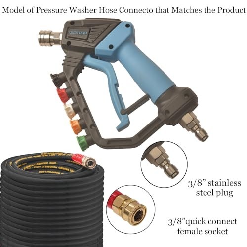 High Power Pressure Washer Gun with Swivel, 5 Nozzles, 5000 PSI, Loss Prevention