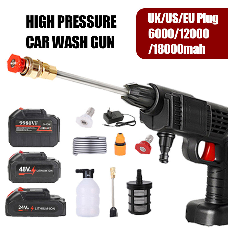 Cordless Electric High Pressure Car Washer Sprayer With Battery Cleaner Tool