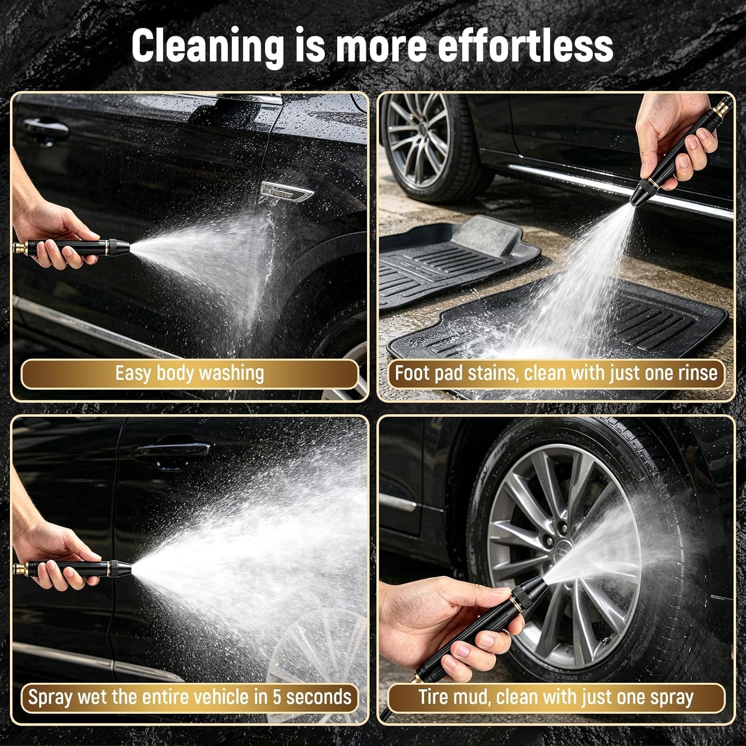 2× Home High-Pressure Car Wash Water Gun w/ Booster Nozzle Garden Watering Spray