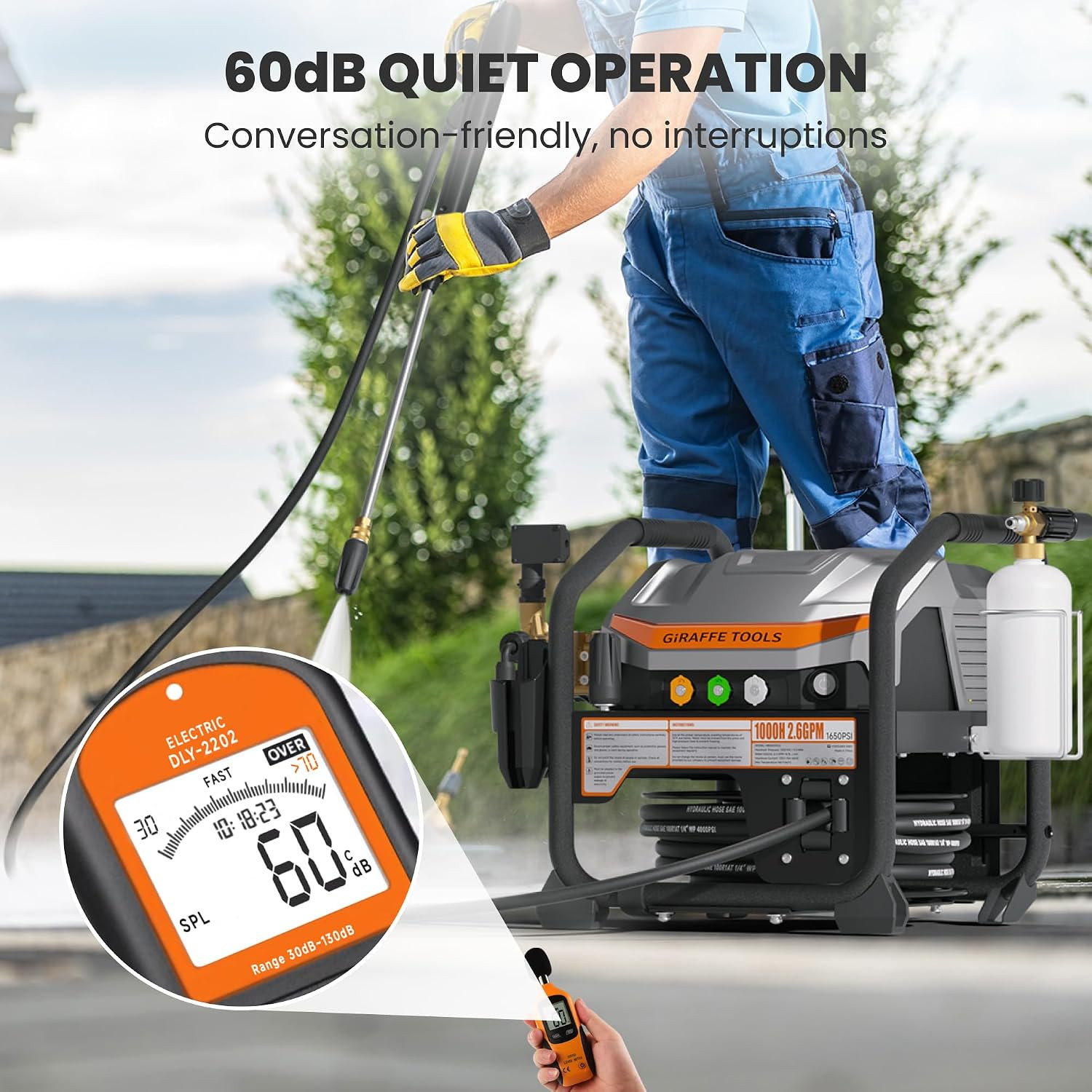 Crossfalls Retractable Pressure Washer Ultra, Max 2.6GPM 1650PSI with Brushless