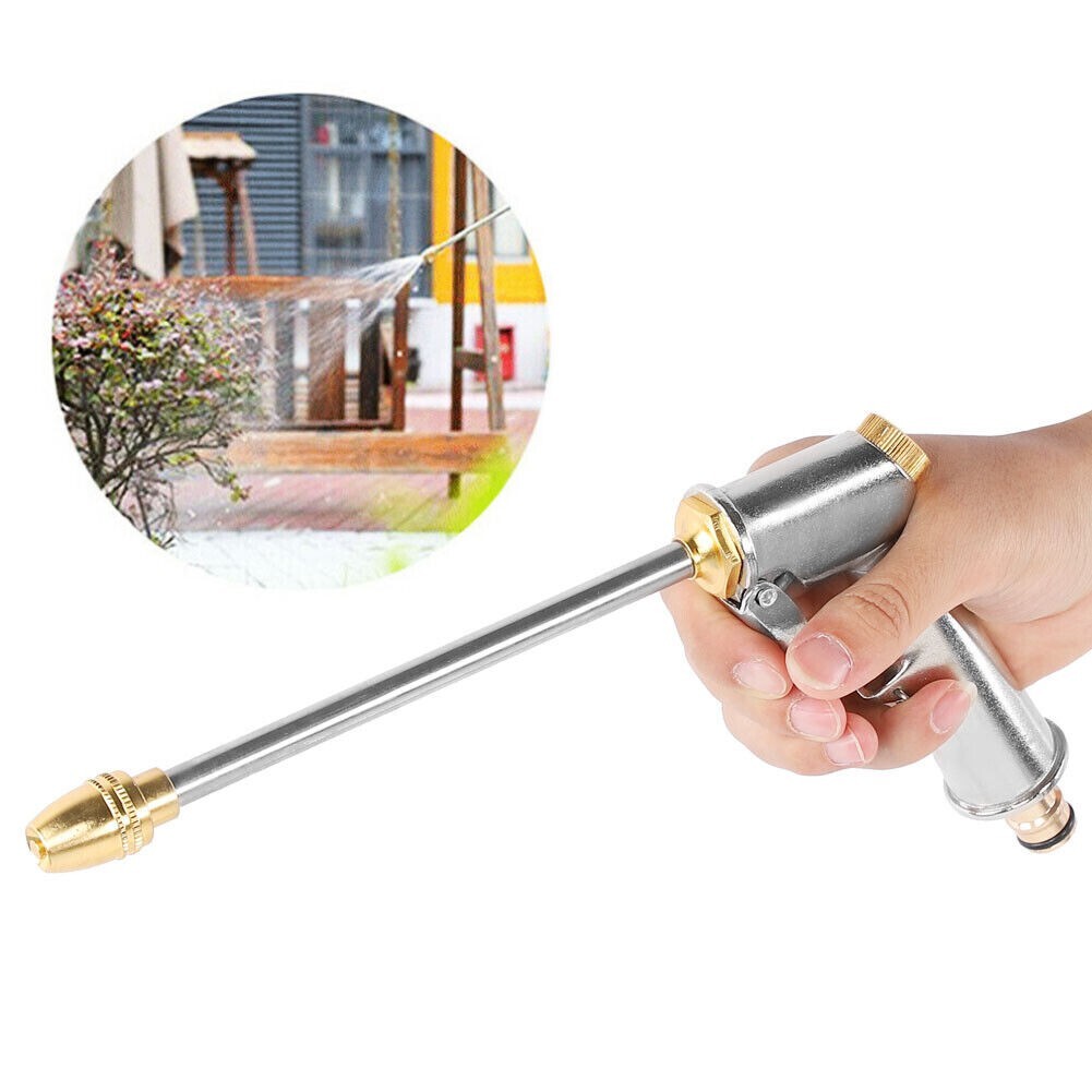High Pressure Water Gun Long Nozzle Water Spray Gun Adjustable Strong Zinc